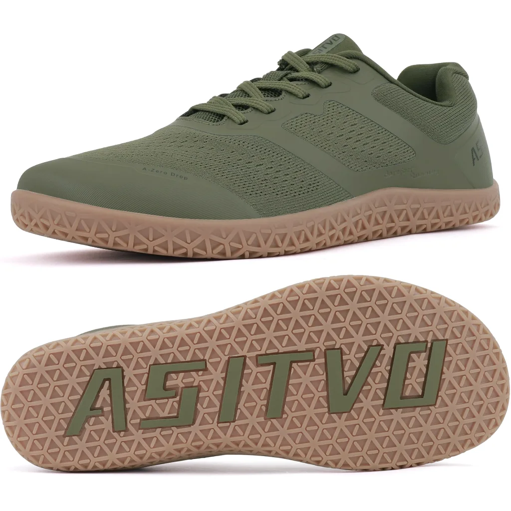 ASITVO Low-Profile Barefoot Sneaker in Army Green / Gum Sole, view 2