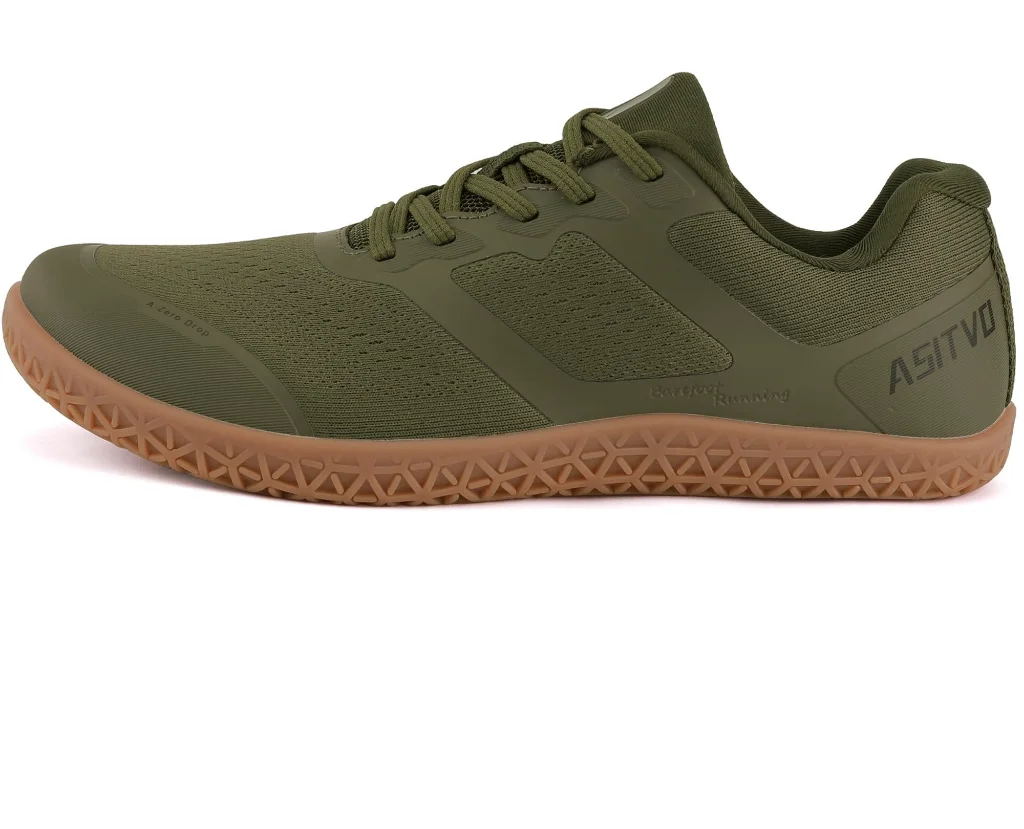 ASITVO Low-Profile Barefoot Sneaker in Army Green / Gum Sole