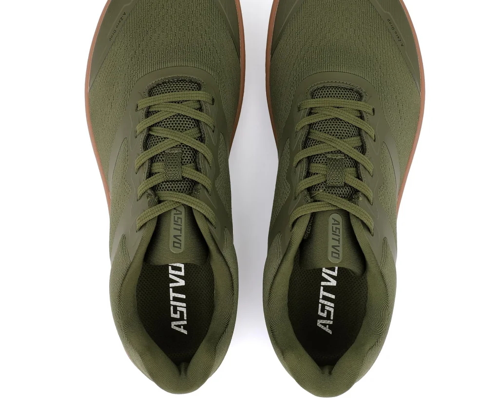 ASITVO Low-Profile Barefoot Sneaker in Army Green / Gum Sole, view 4