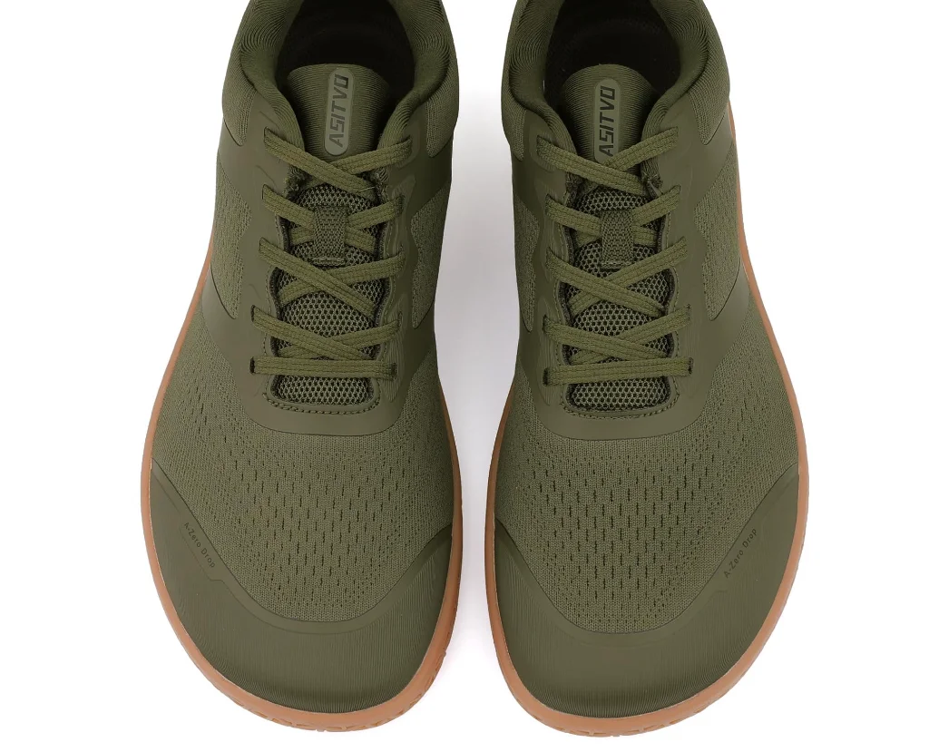 ASITVO Low-Profile Barefoot Sneaker in Army Green / Gum Sole, view 5