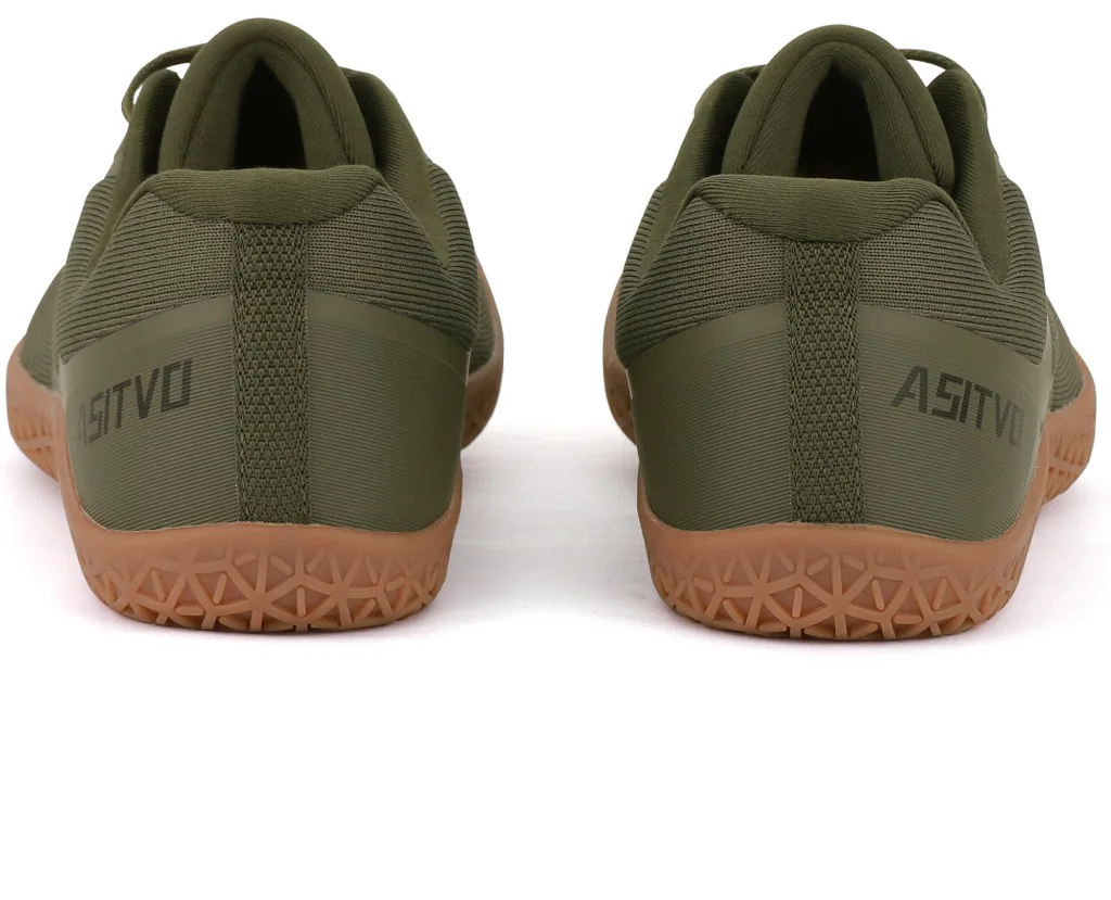 ASITVO Low-Profile Barefoot Sneaker in Army Green / Gum Sole, view 6