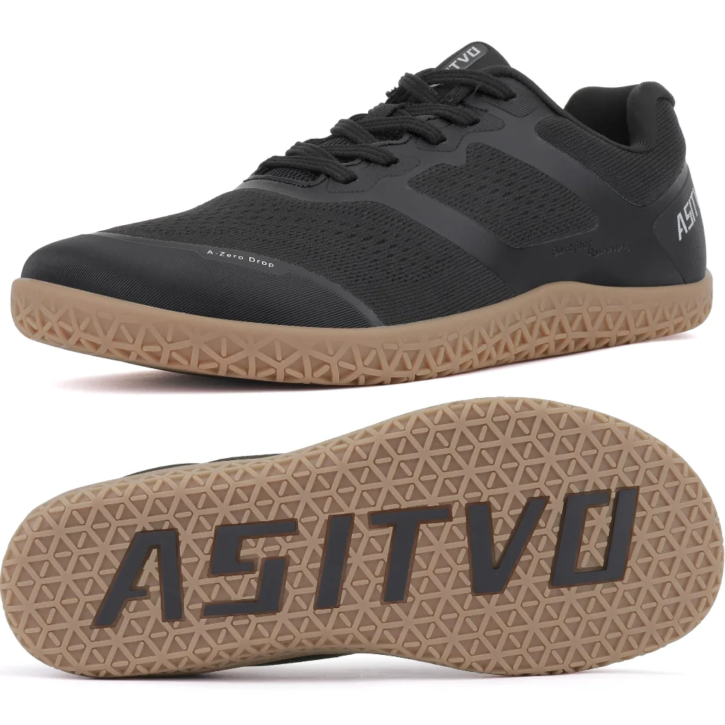 ASITVO Low-Profile Barefoot Sneaker in Black / Gum Sole, view 2