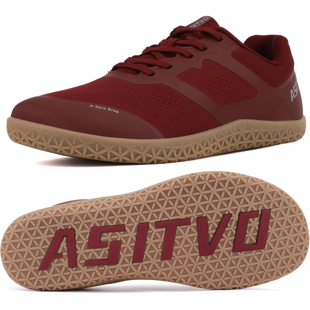 ASITVO Low-Profile Barefoot Sneaker in Date Red / Gum Sole, view 2
