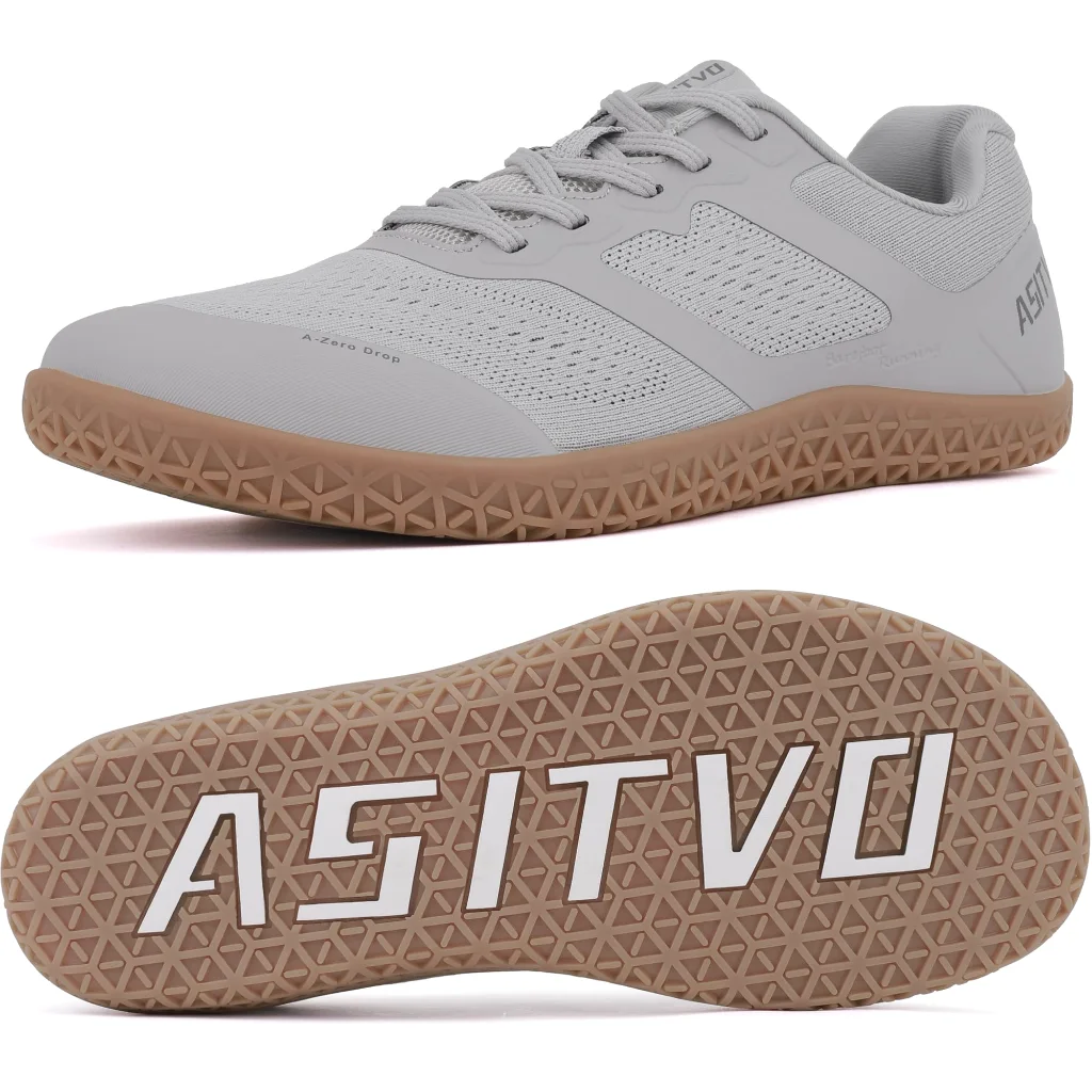 ASITVO Low-Profile Barefoot Sneaker in Light Gray / Gum Sole, view 2