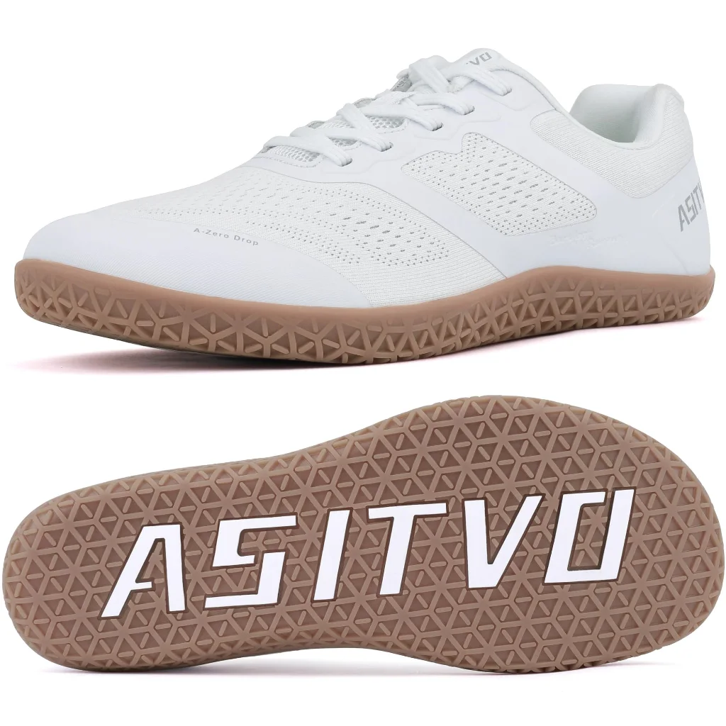 ASITVO Low-Profile Barefoot Sneaker in White / Gum Sole, view 2