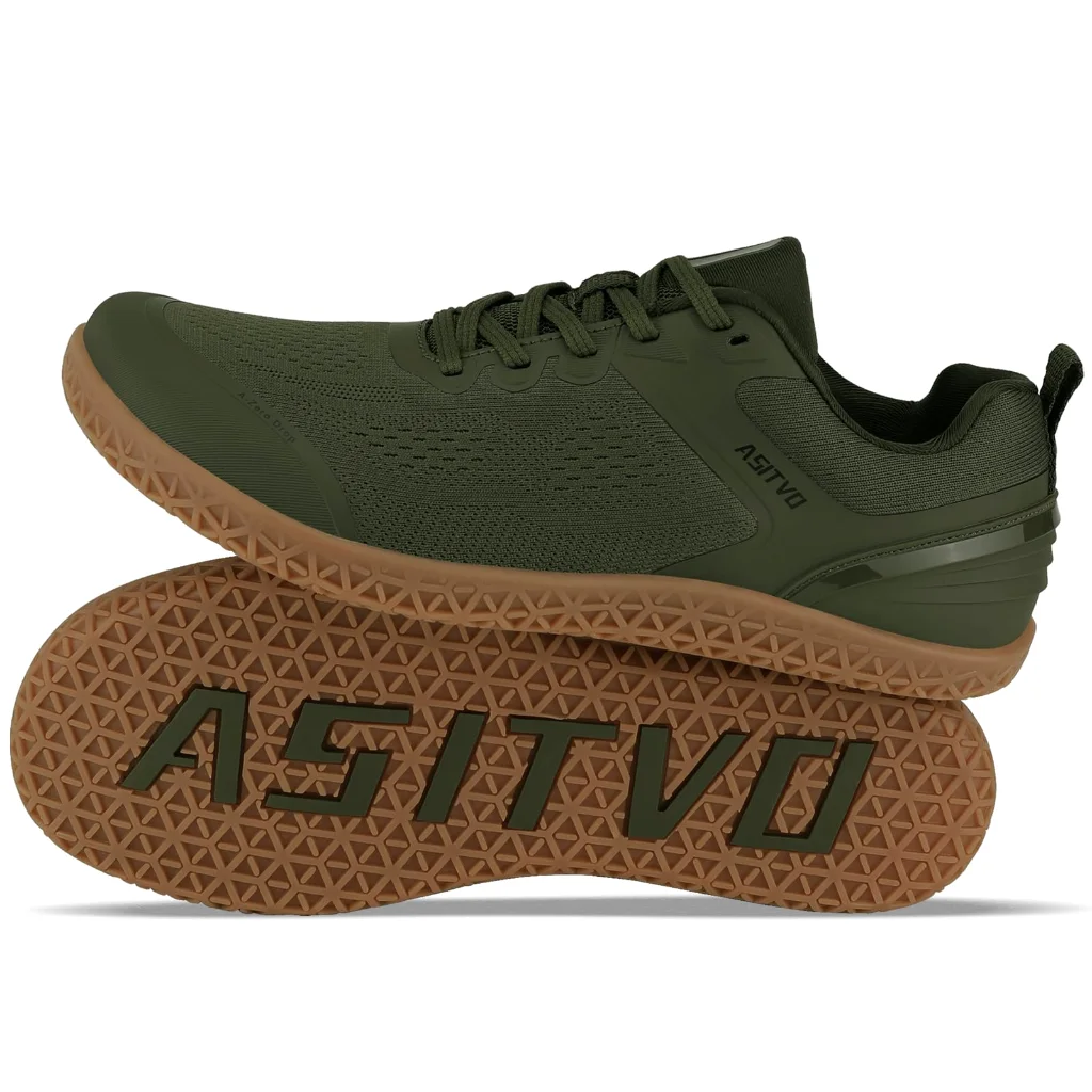 ASITVO Wide Barefoot Cross Trainer in Army Green / Gum Sole, view 2