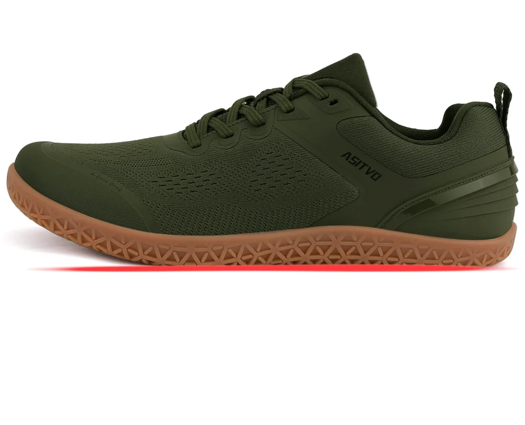 ASITVO Wide Barefoot Cross Trainer in Army Green / Gum Sole