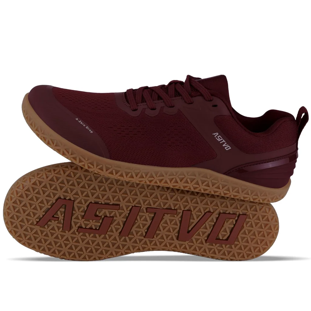 ASITVO Wide Barefoot Cross Trainer in Date Red / Gum Sole, view 2