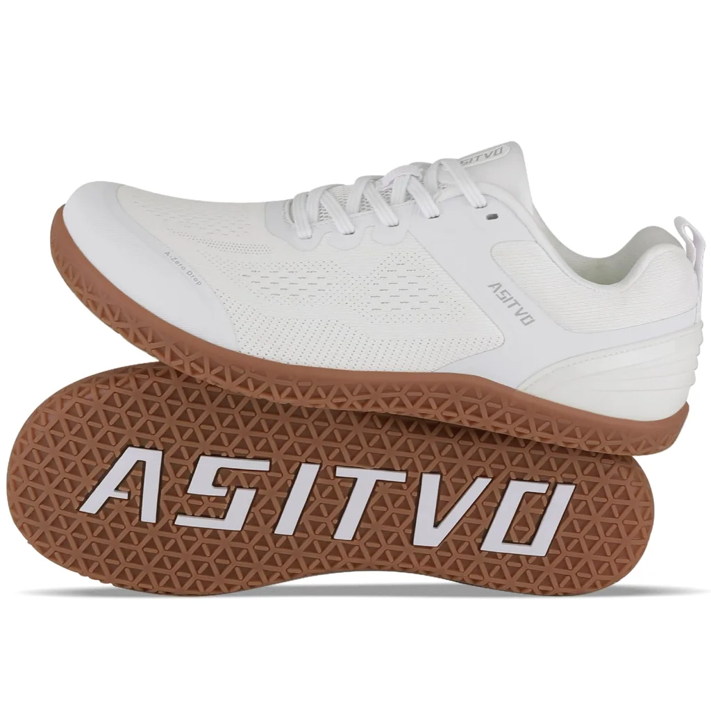 ASITVO Wide Barefoot Cross Trainer in White / Gum Sole, view 2