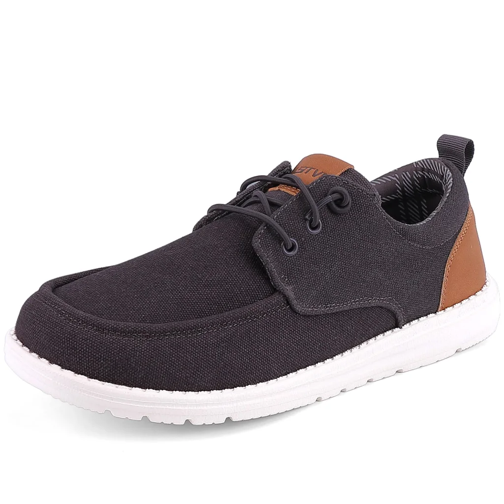 ASITVO Wide Canvas Boat Loafer in Caramel Brown