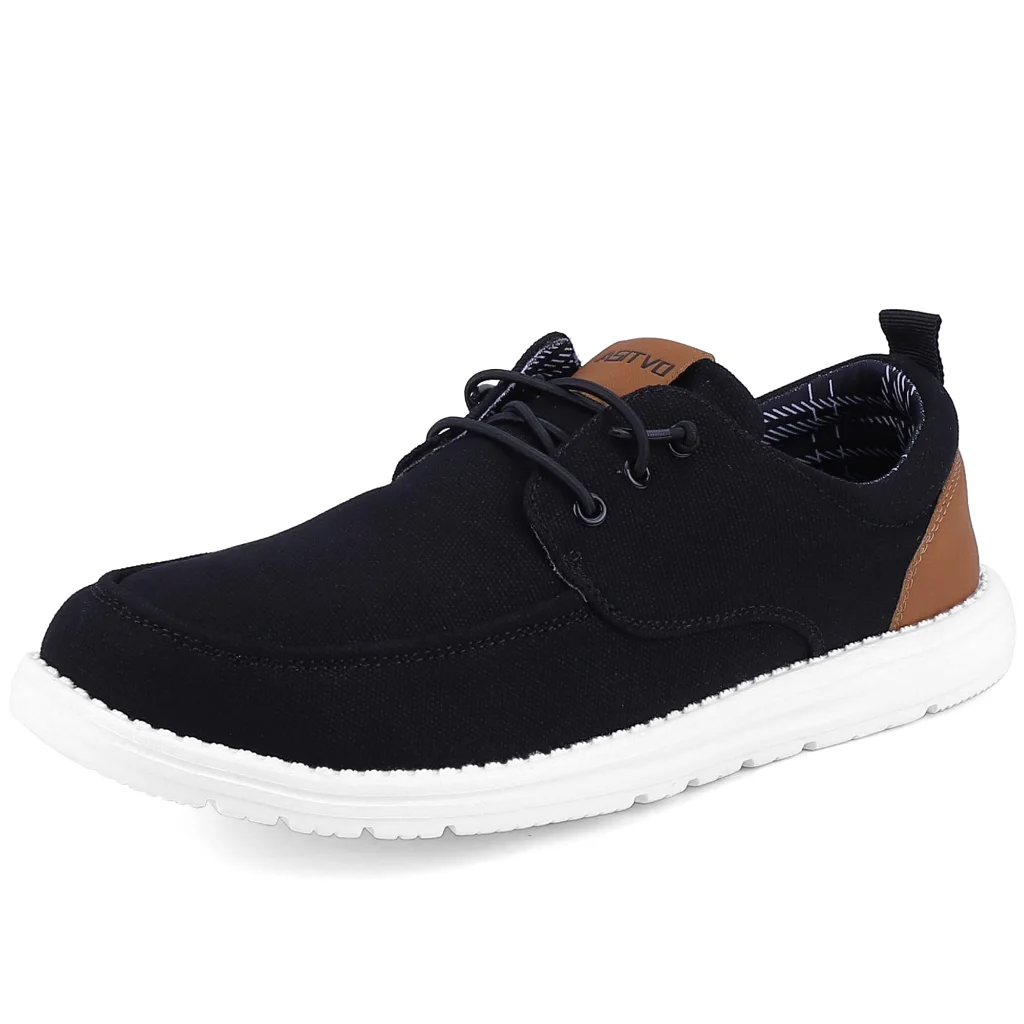 ASITVO Wide Canvas Boat Loafer in Carbon Black