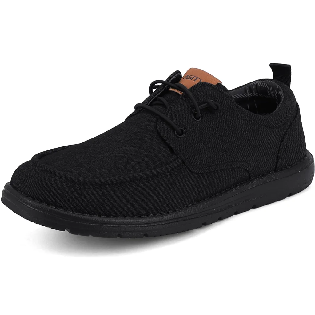 ASITVO Wide Canvas Boat Loafer in Pitch Black