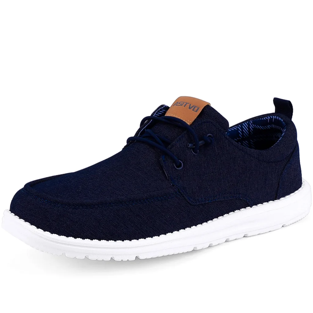 ASITVO Wide Canvas Boat Loafer in Purplish Blue