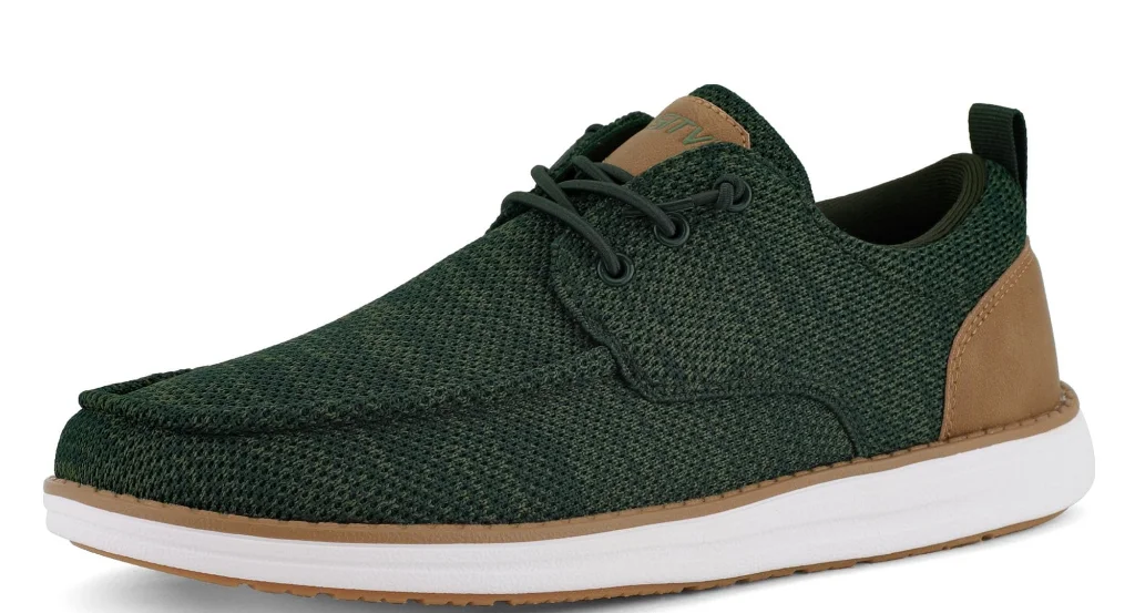ASITVO Wide Heather Knit Boat Loafer in Army Green