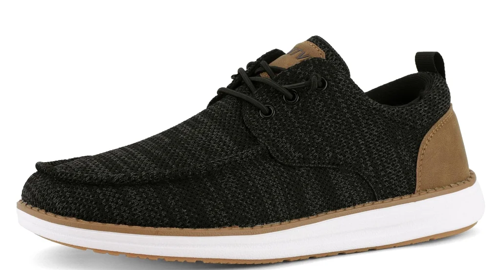 ASITVO Wide Heather Knit Boat Loafer in Black White