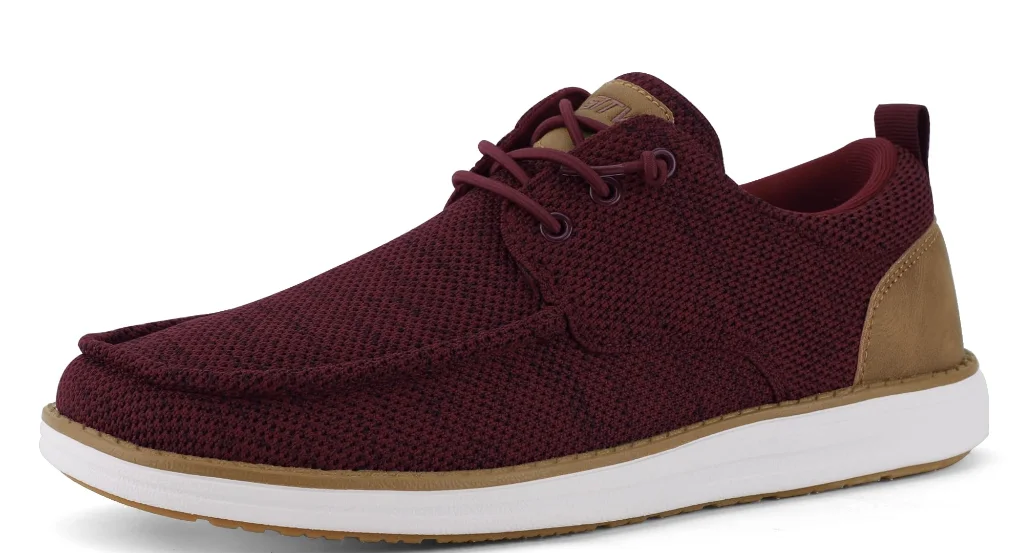 ASITVO Wide Heather Knit Boat Loafer in Dark Red