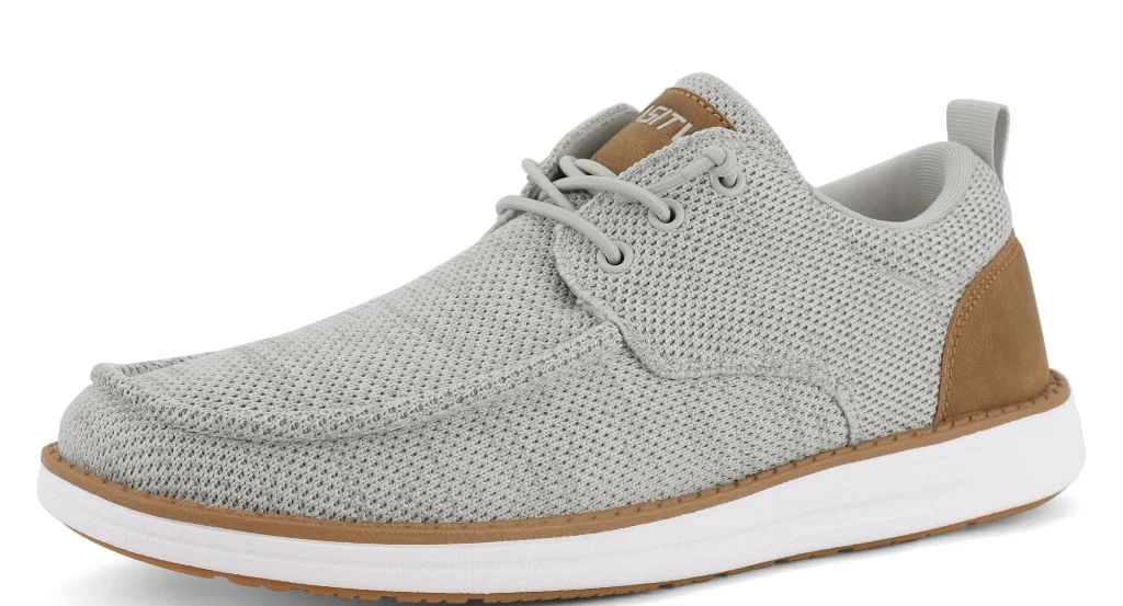 ASITVO Wide Heather Knit Boat Loafer in Light Gray