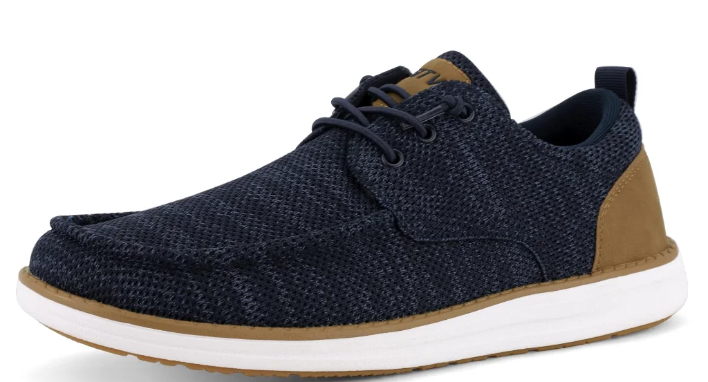 ASITVO Wide Heather Knit Boat Loafer in Navy