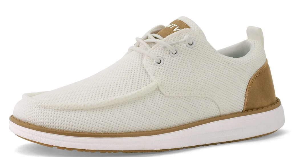 ASITVO Wide Heather Knit Boat Loafer in White