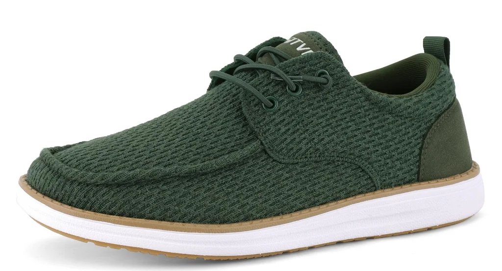 ASITVO Wide Mesh Knit Boat Loafer in Army Green