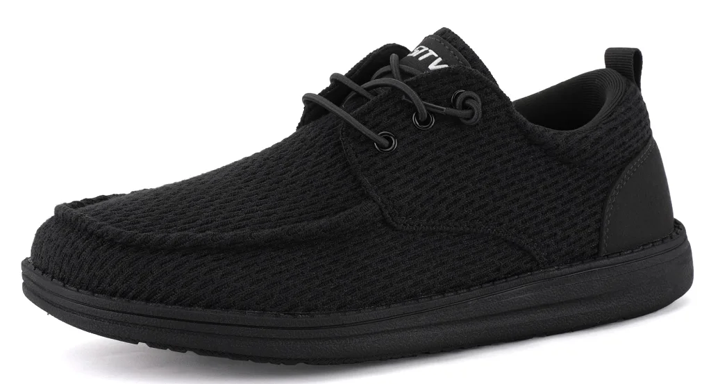 ASITVO Wide Mesh Knit Boat Loafer in Black