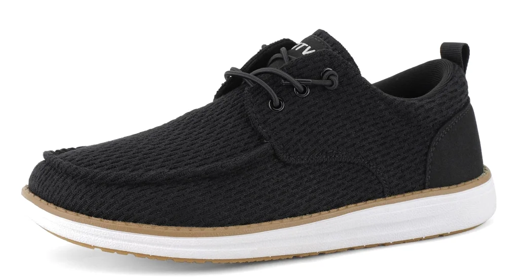 ASITVO Wide Mesh Knit Boat Loafer in Black White