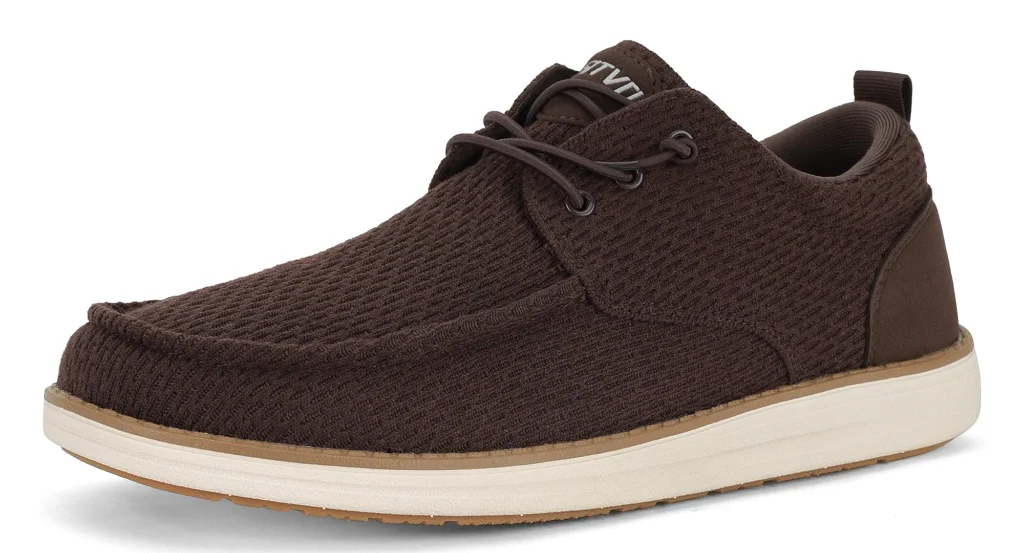 ASITVO Wide Mesh Knit Boat Loafer in Dark Brown