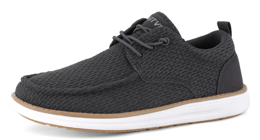 ASITVO Wide Mesh Knit Boat Loafer in Dark Gray