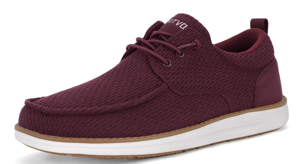 ASITVO Wide Mesh Knit Boat Loafer in Dark Red