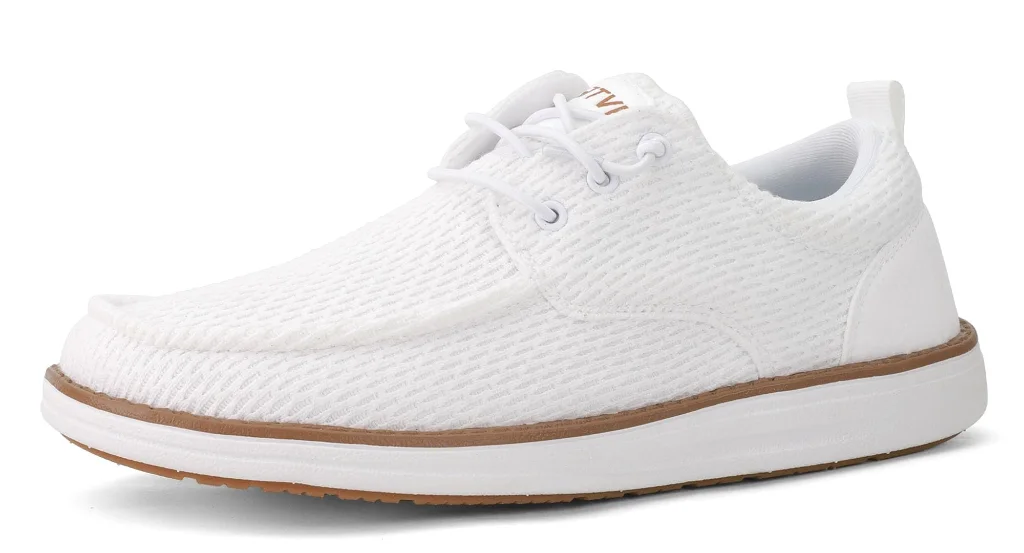 ASITVO Wide Mesh Knit Boat Loafer in White