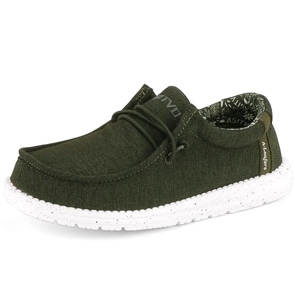 ASITVO Wide Slip-On Loafer in Blackish Green
