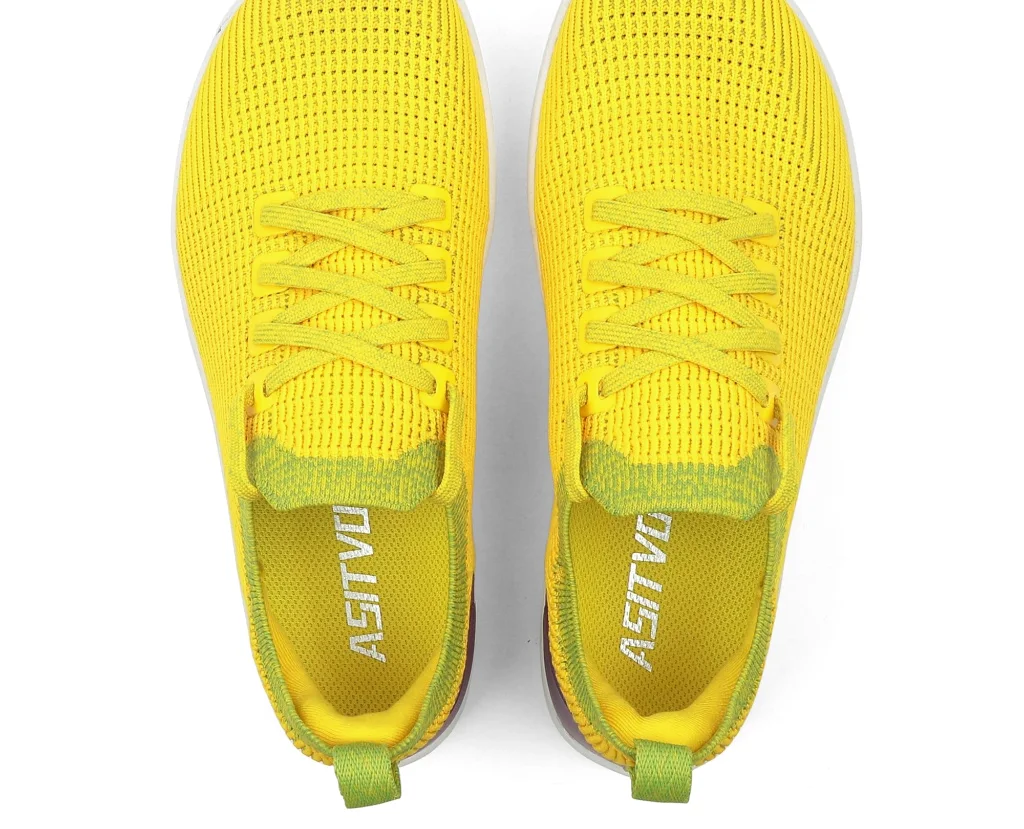 ASITVO Women’s Knit Barefoot Sneaker in Yellow Green, view 4